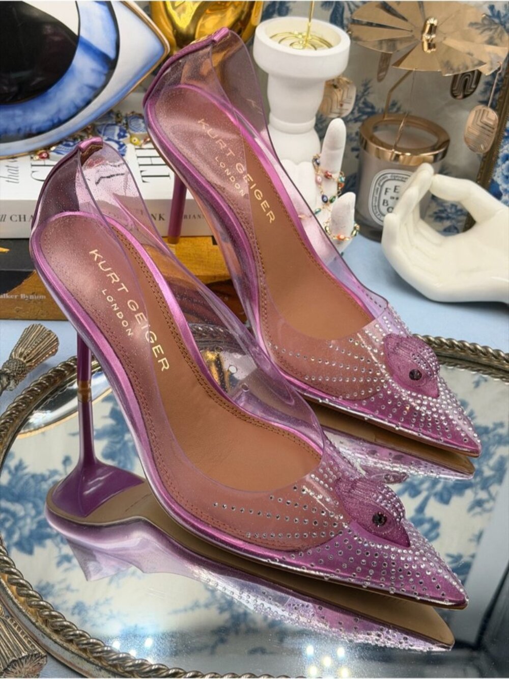 🆕 KURT GEIGER LONDON 🧿 NWOB Eagle 86 Court Pumps, Purple Vinyl - Sz 37 US 7